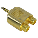 Audio adapter - 2 RCA zenski vo 3.5mm maski - Gold